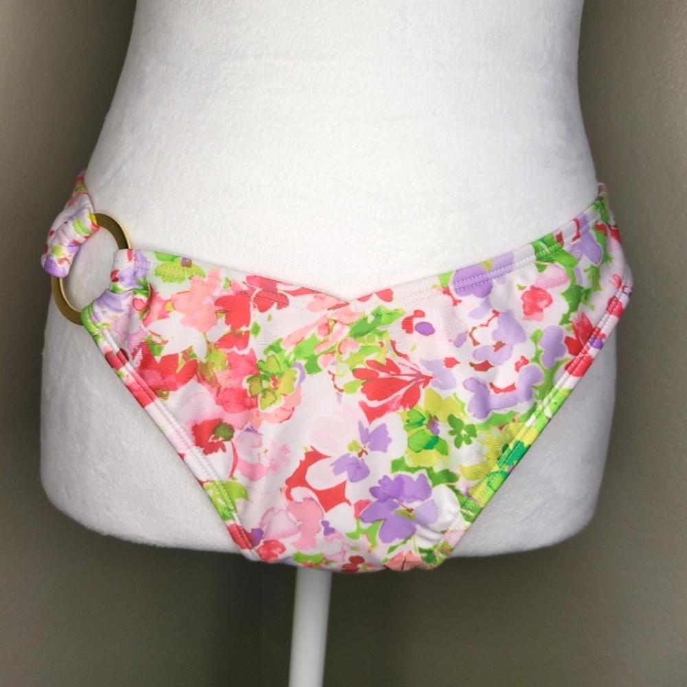 NWT Shade & Shore Bikini Cheeky Side Ring High Leg Floral Bikini